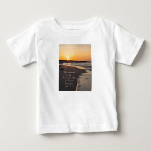 Couple Walking Beach At Sunrise John 15 12 Baby T-Shirt
