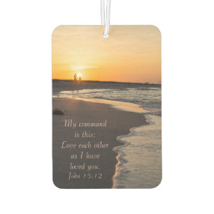 Couple Walking Beach At Sunrise John 15 12 Car Air Freshener