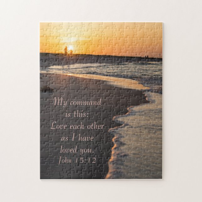 Couple Walking Beach At Sunrise John 15 12 Jigsaw Puzzle (Vertical)