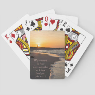 Couple Walking Beach At Sunrise John 15 12 Playing Cards