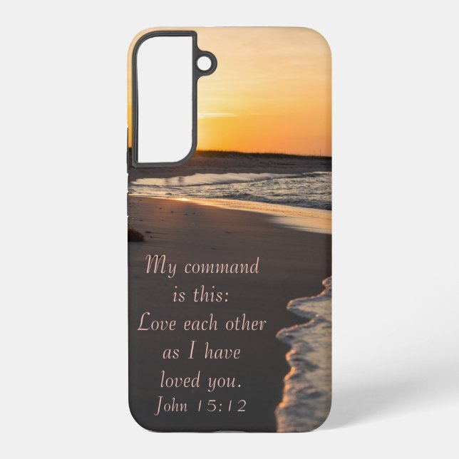 Couple Walking Beach At Sunrise John 15 12 Samsung Galaxy S22+ Case (Back)