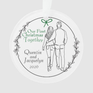 Couple Walking First Christmas Acrylic Ornament