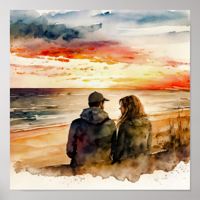 Couple Watching The Sunset Poster (Front)