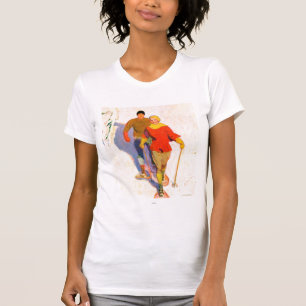 Couple Wearing Snowshoes by McClelland Barclay T-Shirt