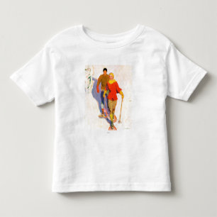 Couple Wearing Snowshoes by McClelland Barclay Toddler T-Shirt