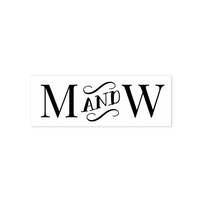 Couple Wedding 2 Initial Monogram Fancy “And” Self-inking Stamp (Design)