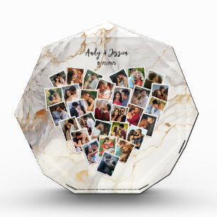 Couple Wedding Anniversary Heart Photo Collage Block