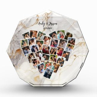 Couple Wedding Anniversary Heart Photo Collage Block