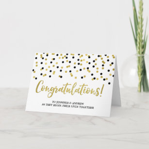 Couple Wedding Congratulations Gold Black Card