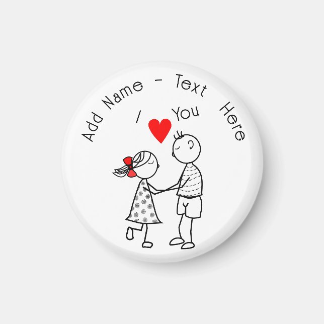 Couple Wedding Magnet and Custom Name - I Love You (Front)