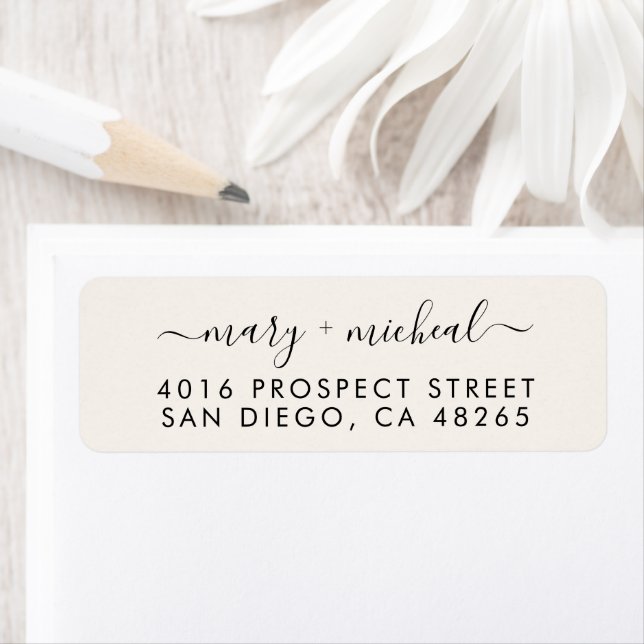 Couple Wedding Monogram Minimalist Return Address Label (Insitu)