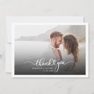 Couple Wedding Photo Script Typography Thank You Card