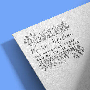 Couple Wedding Return Address Elegant Minimalist Self-inking Stamp