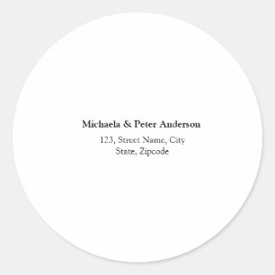 Couple wedding simple minimal return address classic round sticker