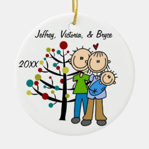 Couple With Baby Boy Custom Holiday Ornament