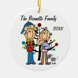 Couple With Boy, Baby Boy, Cat Custom Ornament