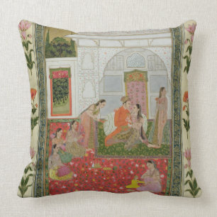 Couple with female attendants and musicians cushion