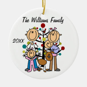 Couple With Girl, Baby Boy, Dog Custom Ornament