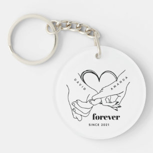 Couple with name Custom Anniversary Gift Idea Key Ring