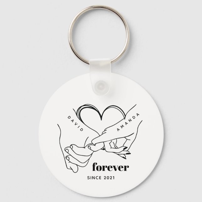 Couple with name Custom Anniversary Gift Idea Key Ring (Front)