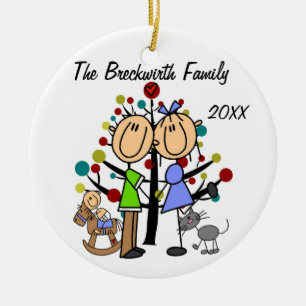 Couple With Toddler Boy, Cat Holiday Ornament