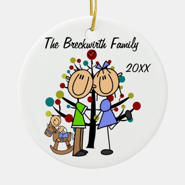 Couple With Toddler Boy Custom Holiday Ornament (Front)
