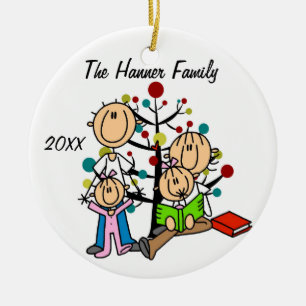 Couple With Two Girls Custom Holiday Ornament
