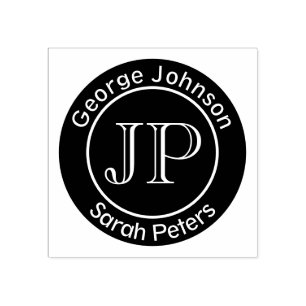 Couple With Two Last Names Monogram Rubber Stamp