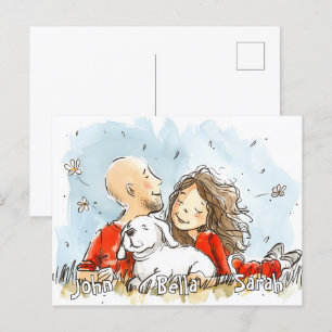 Couple with White Puppy Postcard