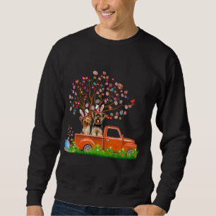 Couple Yorkie Dog Red Truck Bunny Ear Egg Tree Eas Sweatshirt