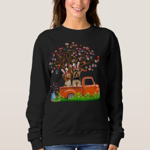 Couple Yorkie Dog Red Truck Bunny Ear Egg Tree Eas Sweatshirt
