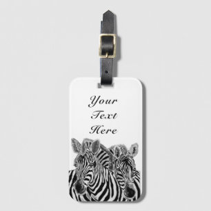 Couple Zebras Luggage Tag with Custom Name Text