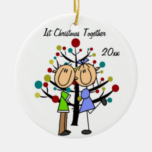 Couple's 1st Christmas Together Round Ornament