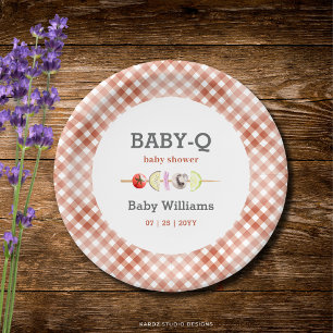 Couples Baby Q Barbecue Baby Shower Paper Plate