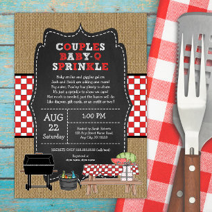 Couples Baby Q Sprinkle, neutral BBQ baby shower  Invitation