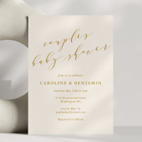 Couples Baby Shower Elegant Gold Calligraphy