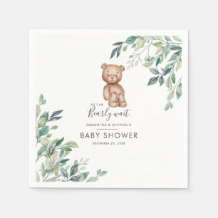 Couples Baby Shower Eucalyptus Greenery Script Napkin