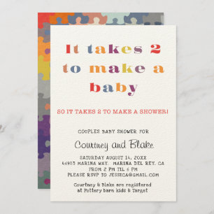 Couples Baby Shower Invitation Ecru