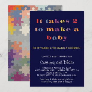 Couples Baby Shower Invitation Navy