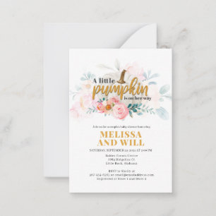 Couples Baby Shower Pumpkin Watercolor Floral Card