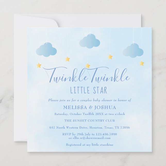 Couples Baby Shower Twinkle Twinkle Little Star Invitation (Front)