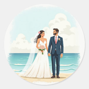 Couples Beach Wedding Sticker