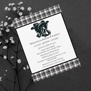 Couples Black and White Western Theme Shower Postcard