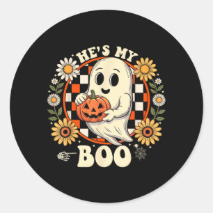 Couples Boo Skeleton Matching Couple Halloween Classic Round Sticker