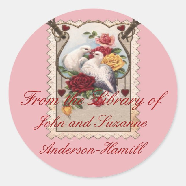 Couples Bookplate Classic Round Sticker (Front)