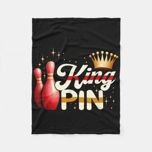Couples Bowler League Bowling King Pin Wearing Cro Fleece Blanket (Front)