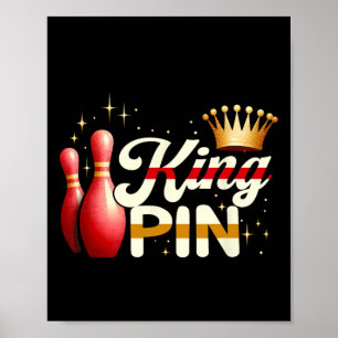 Couples Bowler League Bowling King Pin Wearing Cro Poster