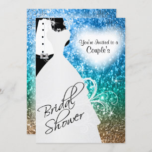 Couple's Bridal Shower in an Elegant Beach Glitter Invitation
