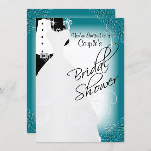 Couple's Bridal Shower in an Elegant Dark Teal Invitation