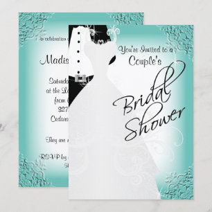 Couple's Bridal Shower in an Elegant Teal Invitation